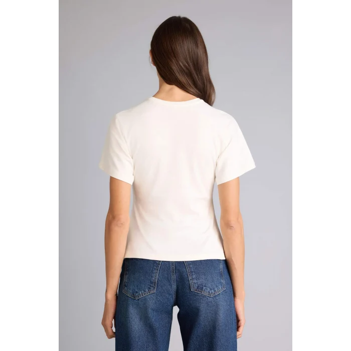 Defacto H0556AXER105 Ekru Regular Fıt Kısa Kollu Tişört