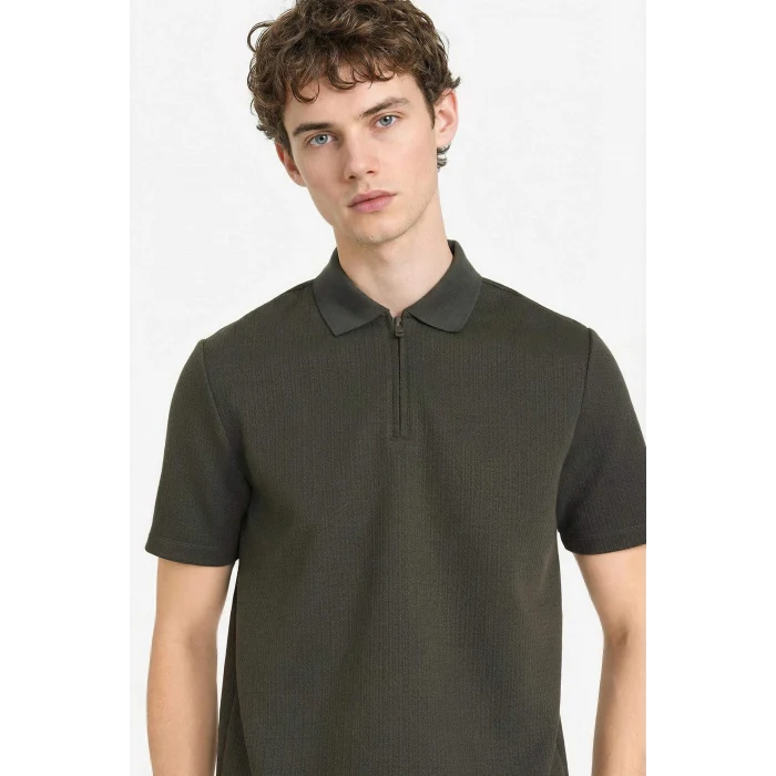 Defacto D7227AXKH190 Haki Regular Fıt Polo Yaka Kısa Kollu Polo Tişört