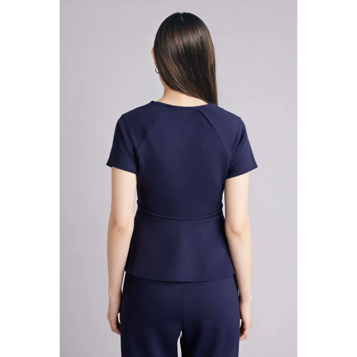 Defacto G9811AXNV31 Lacivert Slım Fıt Bisiklet Yaka Kısa Kollu Tişört