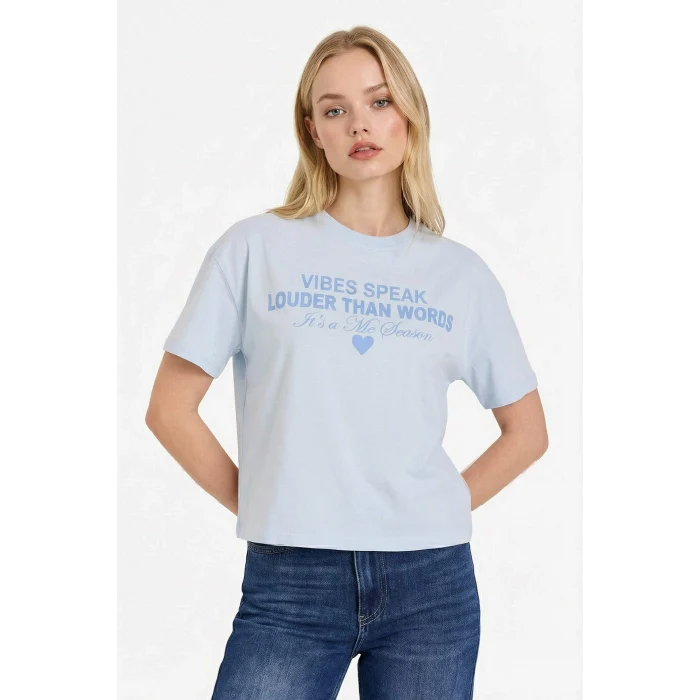 Defacto G5903AXBE772 Mavi Oversıze Baskılı Tişört