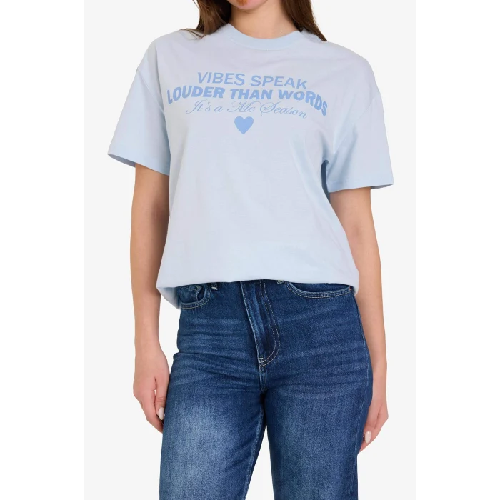 Defacto G5903AXBE772 Mavi Oversıze Baskılı Tişört