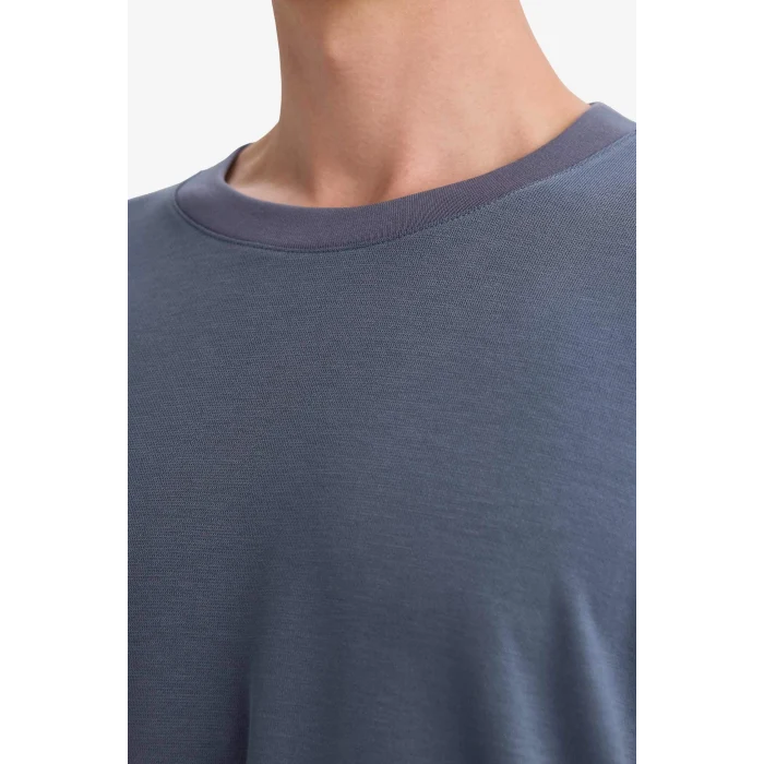 Defacto F9561AXIN269 İndigo Premium Boxy Fit Tişört