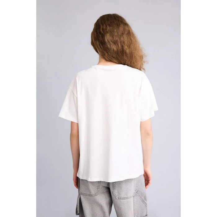 Defacto G9619AXWT32 Beyaz Oversıze Baskılı Tişört