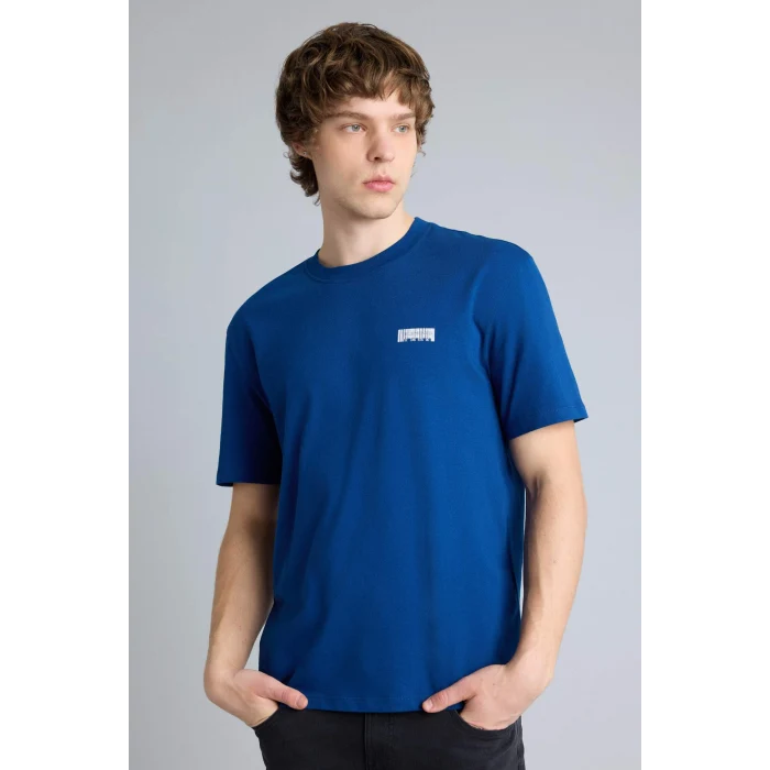 Defacto G3215AXNV147 Lacivert Regular Fıt Baskılı Kısa Kollu Tişört