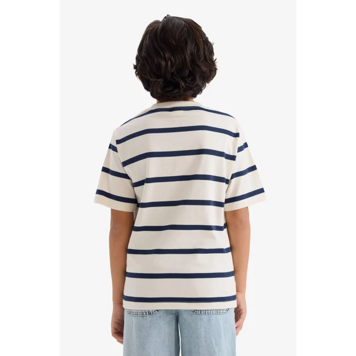 Defacto D7864A8IN245 İndigo Çizgili Tişört Erkek Çocuk