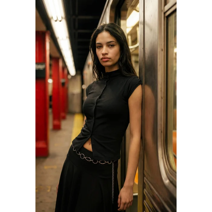 Defacto G8087AXAR191 Antrasit Fıtted Düğmeli Tişört