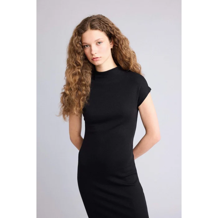 Defacto H0862AXBK81 Siyah Bodycon Vücudu Saran Modal Maxi Elbise