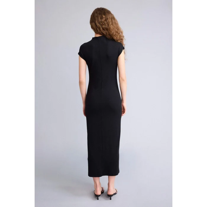 Defacto H0862AXBK81 Siyah Bodycon Vücudu Saran Modal Maxi Elbise