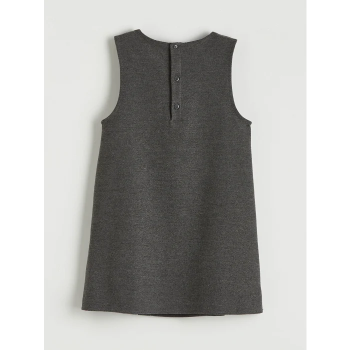 LCW Kids Antrasit Bisiklet Yaka Kız Çocuk Taşlı Elbise ve Tişört