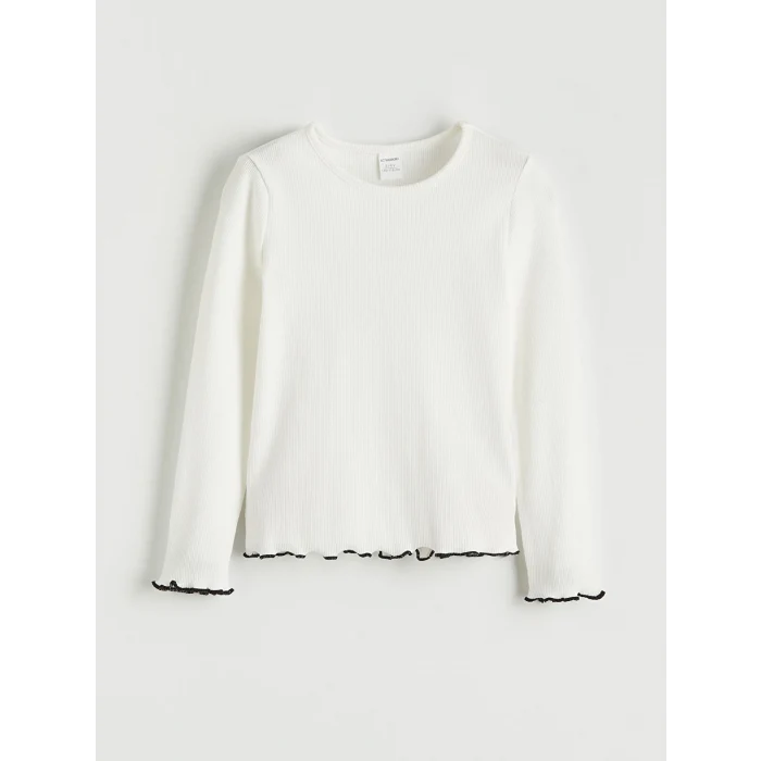 LCW Kids Antrasit Bisiklet Yaka Kız Çocuk Taşlı Elbise ve Tişört