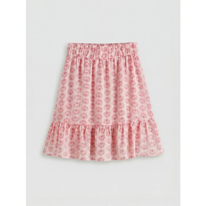 LCW Kids Pembe Kız Çocuk Desenli Beli Lastikli Etek