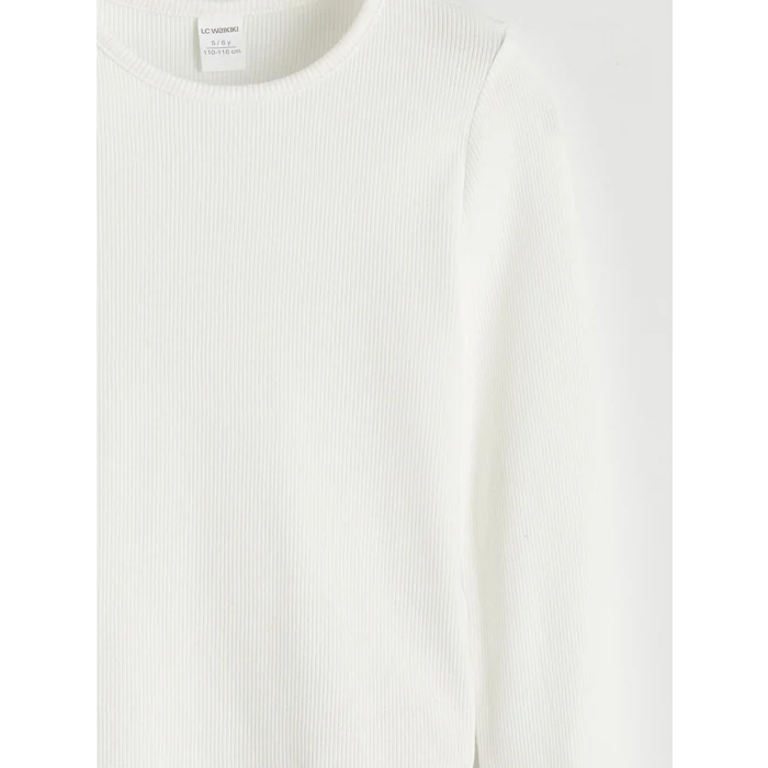 LCW Kids Antrasit Bisiklet Yaka Kız Çocuk Taşlı Elbise ve Tişört