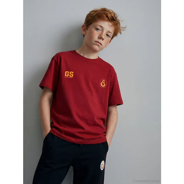 LCW Kids Kırmızı Galatasaray Baskılı Erkek Çocuk Tişört