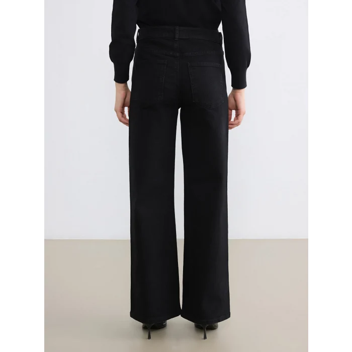 LCW Jeans Siyah Yüksek Bel Wideleg Kadın Jean Pantolon