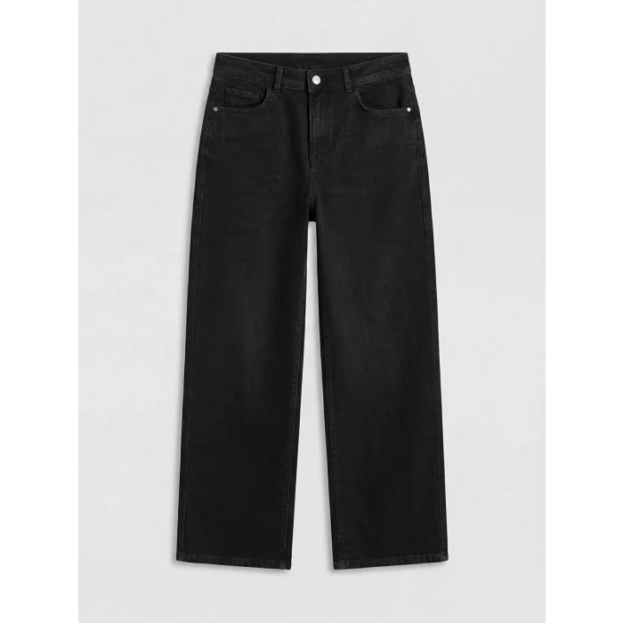 LCW Jeans Siyah Yüksek Bel Wideleg Kadın Jean Pantolon