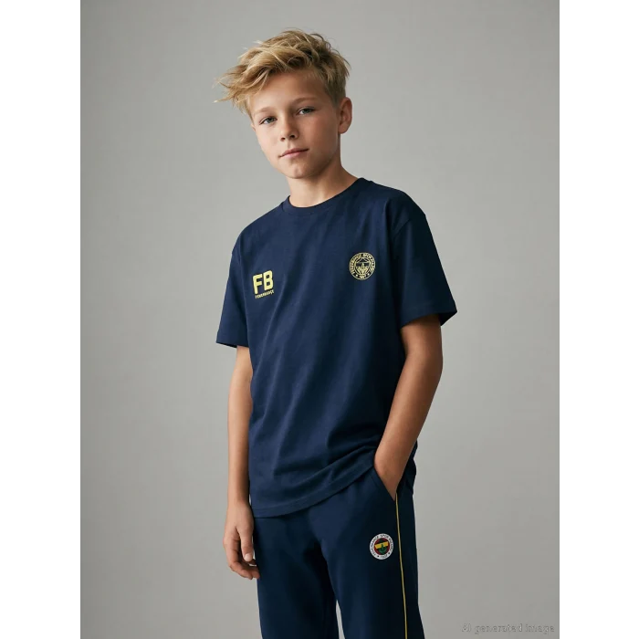 LCW Kids Lacivert Fenerbahçe Baskılı Erkek Çocuk Tişört