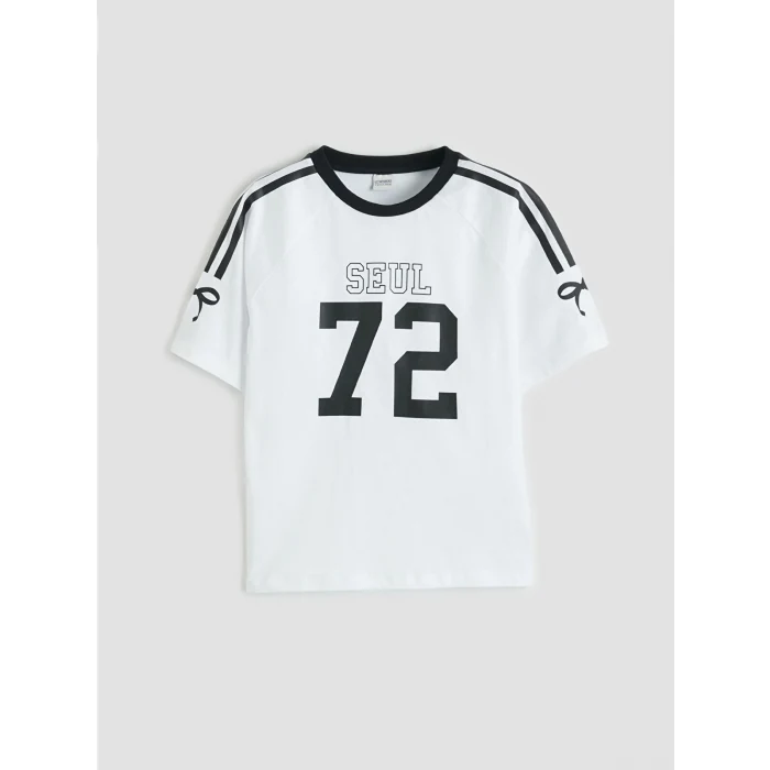 LCW Kids Beyaz Baskılı Kız Çocuk Tişört