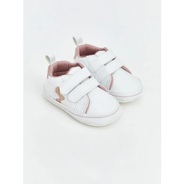 LCW STEPS Beyaz Yıldız Nakışlı Kız Bebek Spor Ayakkabı