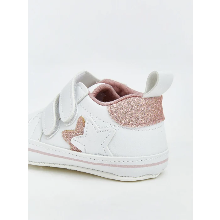 LCW STEPS Beyaz Yıldız Nakışlı Kız Bebek Spor Ayakkabı
