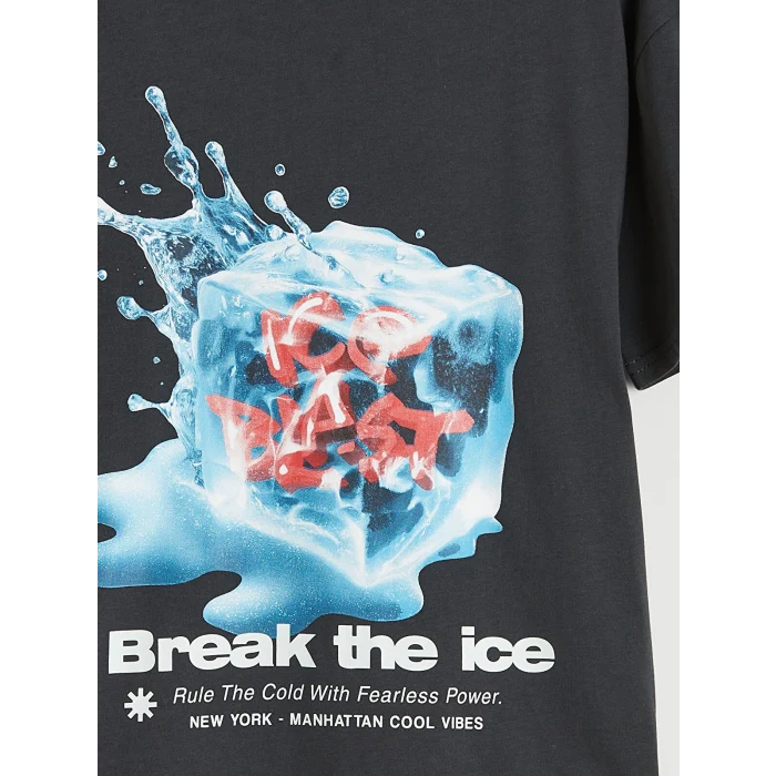 LCW Kids Antrasit New York Baskılı Erkek Çocuk Tişört