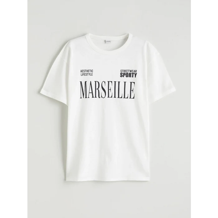 LCW Kids Ekru Baskılı Kısa Kollu Erkek Çocuk Tişört