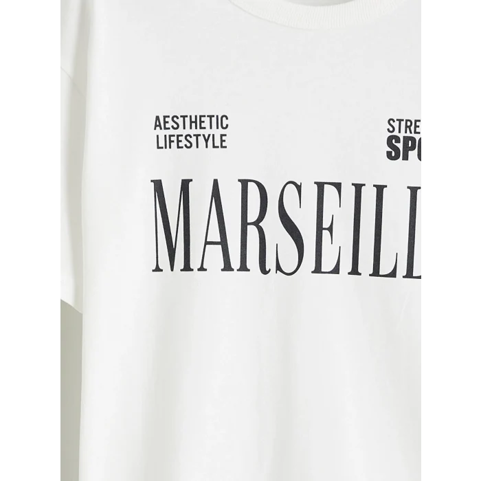 LCW Kids Ekru Baskılı Kısa Kollu Erkek Çocuk Tişört