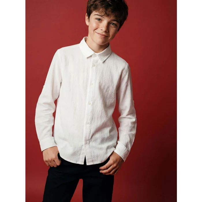 LCW Kids Beyaz Erkek Çocuk Armürlü Gömlek