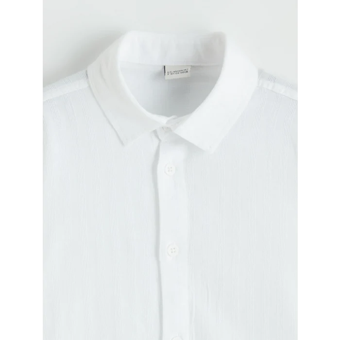 LCW Kids Beyaz Erkek Çocuk Armürlü Gömlek