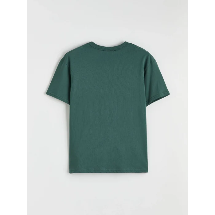 LCW Kids Yeşil Bisiklet Yaka Baskılı Erkek Çocuk Tişört