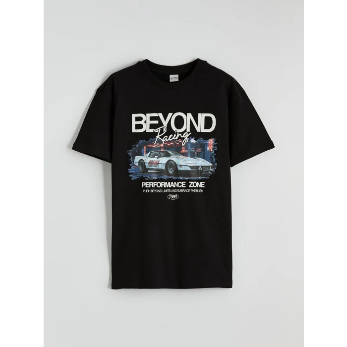 LCW Kids Siyah Erkek Çocuk Baskılı Tişört