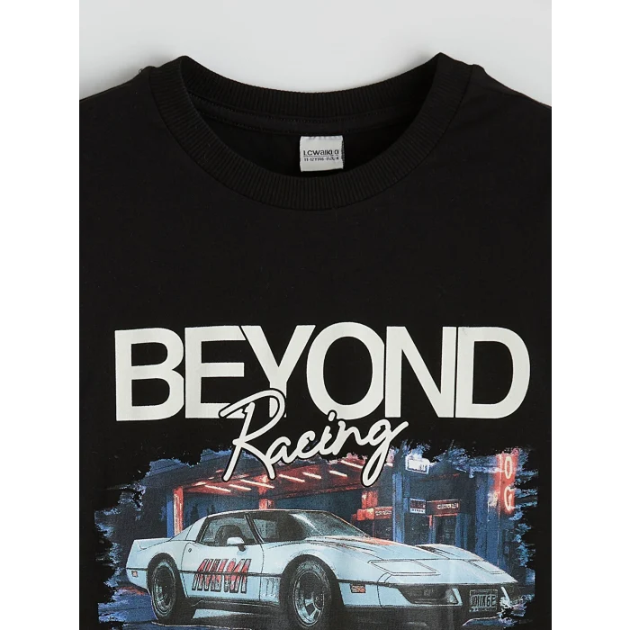 LCW Kids Siyah Erkek Çocuk Baskılı Tişört