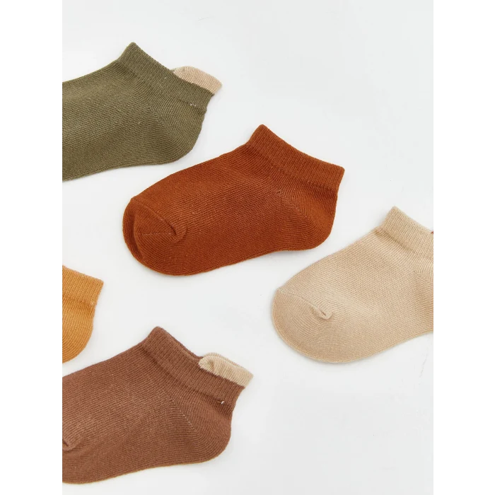 LCW baby Yeşil Erkek Bebek Düz Patik Çorap 5li