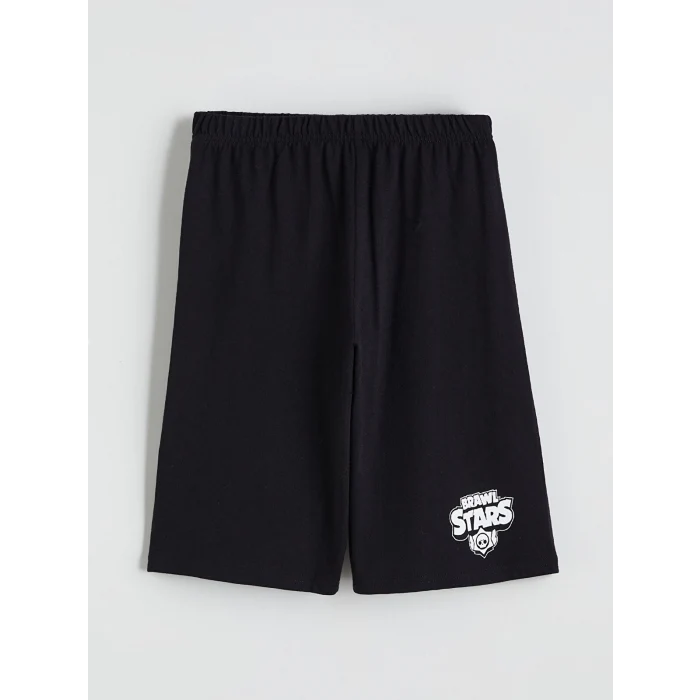 LCW Kids Gri Brawl Stars Baskılı Erkek Çocuk Şortlu Pijama Takımı