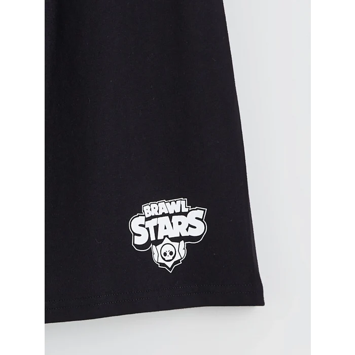LCW Kids Gri Brawl Stars Baskılı Erkek Çocuk Şortlu Pijama Takımı