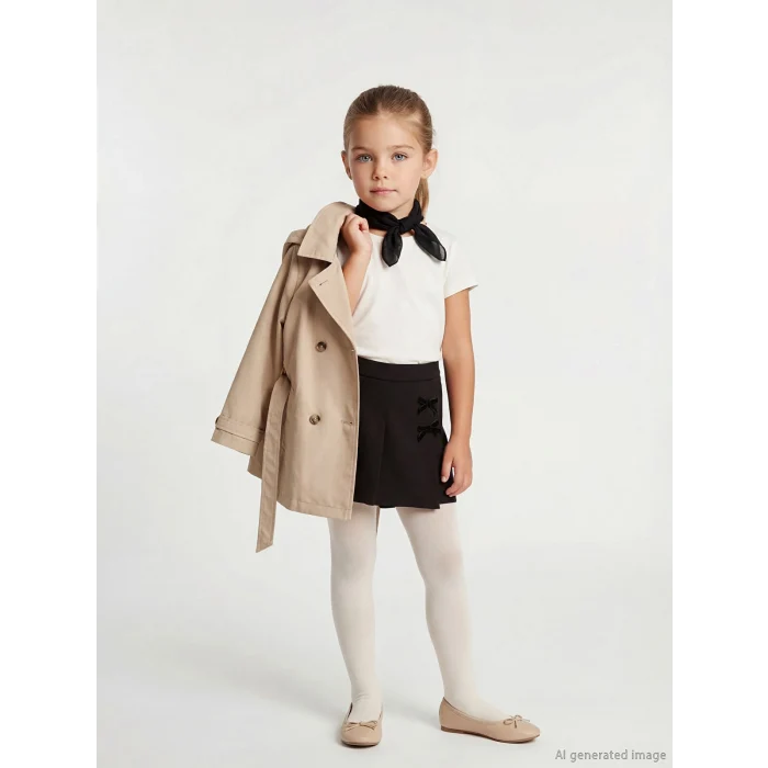 LCW Kids Siyah Kız Çocuk Şort Etek ve Külotlu Çorap