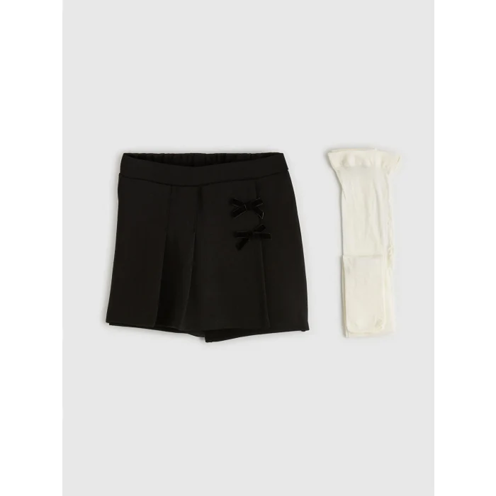 LCW Kids Siyah Kız Çocuk Şort Etek ve Külotlu Çorap