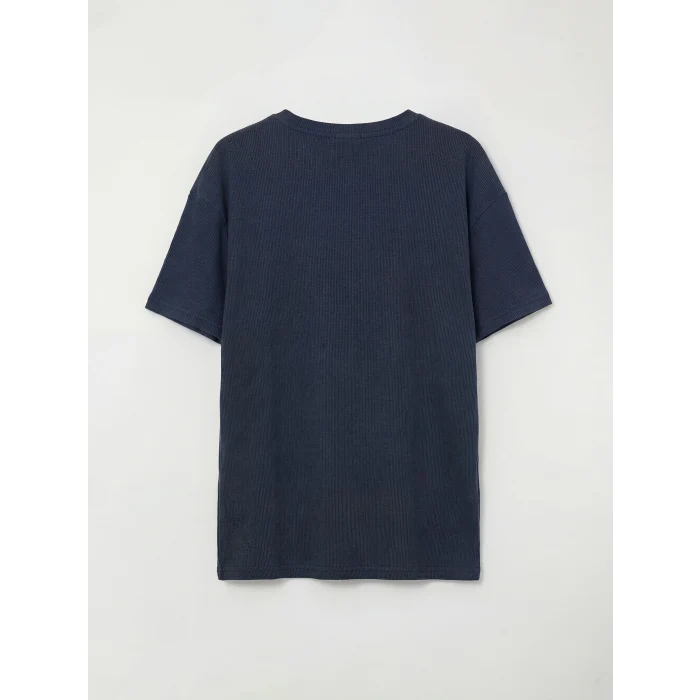 LCW Kids Lacivert Bisiklet Yaka Paris Baskılı Erkek Çocuk Tişört