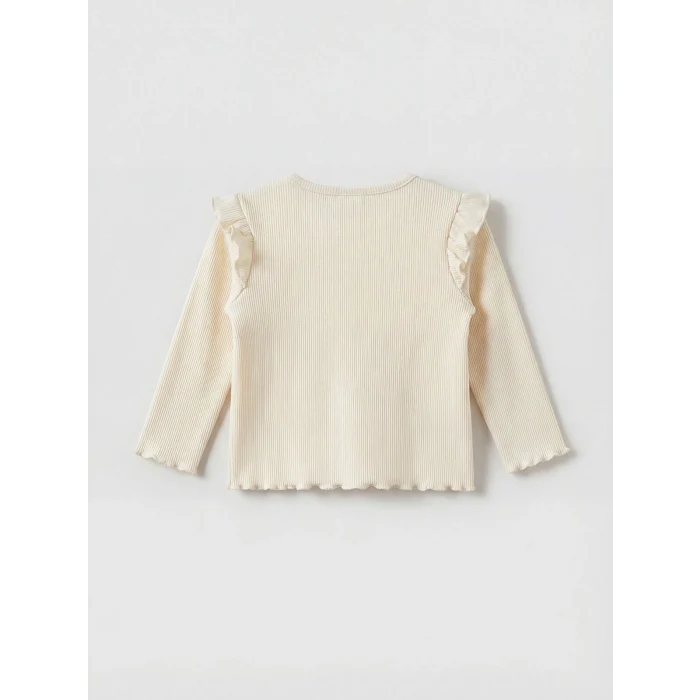 LCW baby Ekru Fiyonklu Kız Bebek Tişört ve Tayt