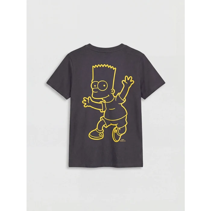 LCW Kids Antrasit Bisiklet Yaka The Simpsons Baskılı Erkek Çocuk Tişört