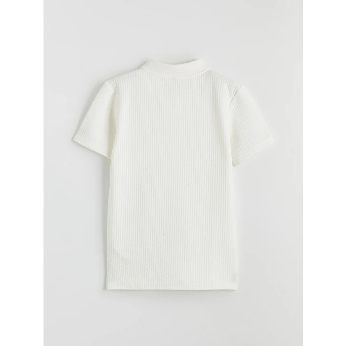 LCW Kids Ekru Polo Yaka Dokulu Erkek Çocuk Tişört