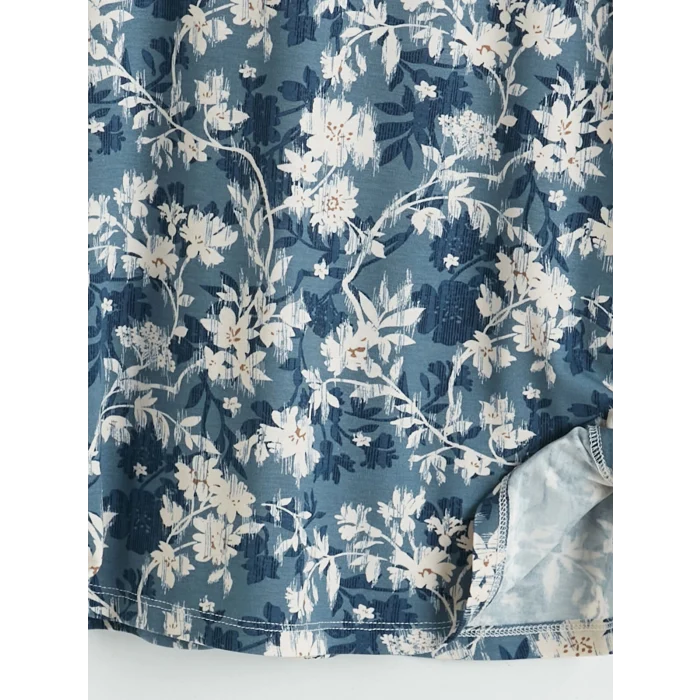 LCW Grace Mavi Bisiklet Yaka Çiçekli Bluz