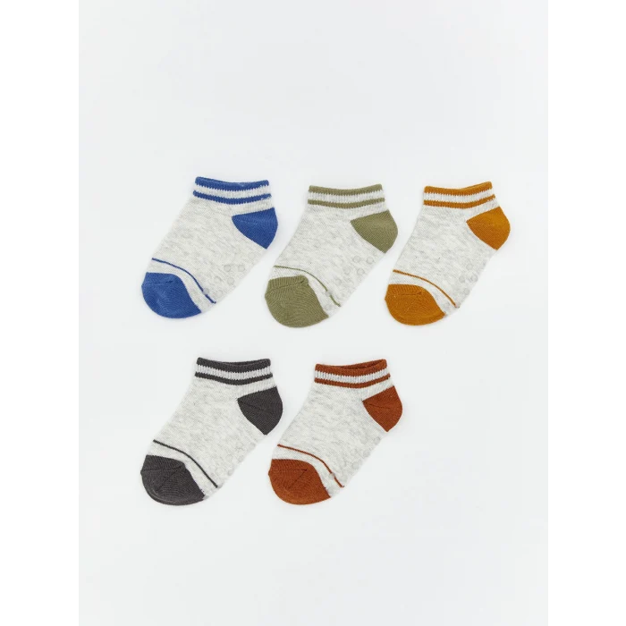 LCW baby Gri Erkek Bebek Patik Çorap 5li Paket