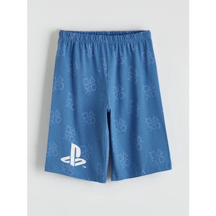 LCW Kids Mavi Erkek Çocuk PlayStation Baskılı Şortlu Pijama Takımı