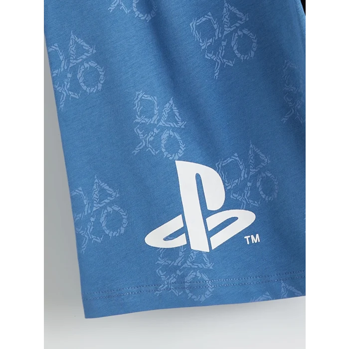 LCW Kids Mavi Erkek Çocuk PlayStation Baskılı Şortlu Pijama Takımı