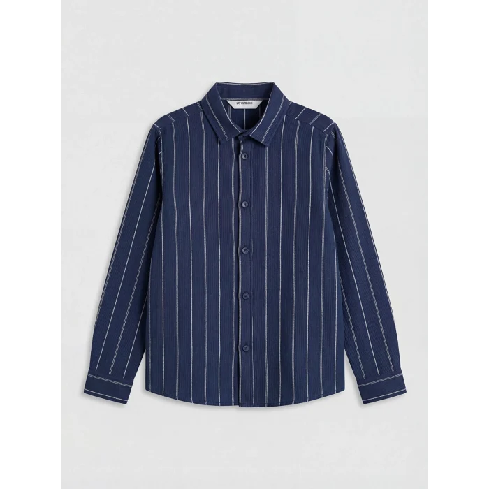 LCW Kids Lacivert Çizgili Erkek Çocuk Gömlek