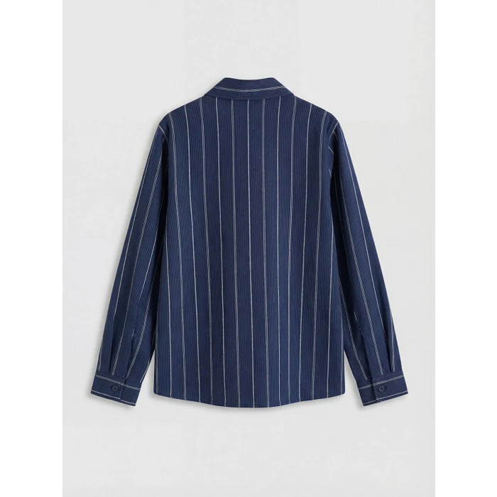 LCW Kids Lacivert Çizgili Erkek Çocuk Gömlek