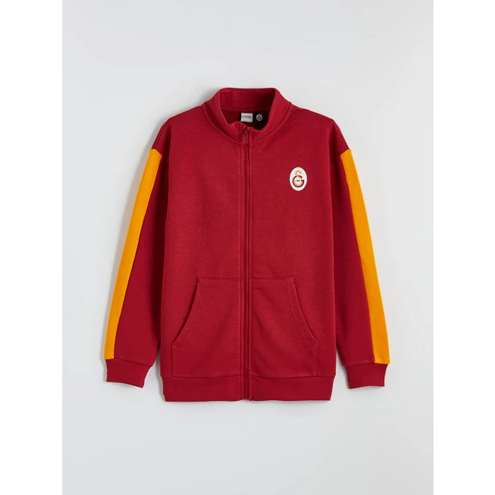 LCW Kids Kırmızı Dik Yaka Galatasaray Baskılı Erkek Çocuk Fermuarlı Sweatshirt