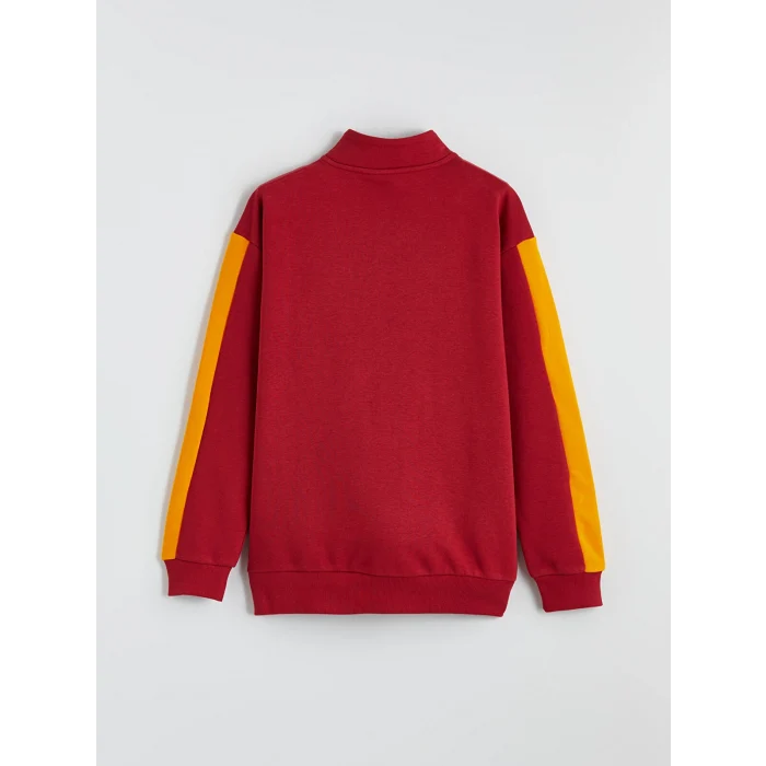 LCW Kids Kırmızı Dik Yaka Galatasaray Baskılı Erkek Çocuk Fermuarlı Sweatshirt