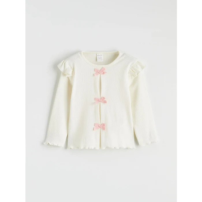 LCW baby Ekru Fiyonklu Kız Bebek Tişört ve Tayt