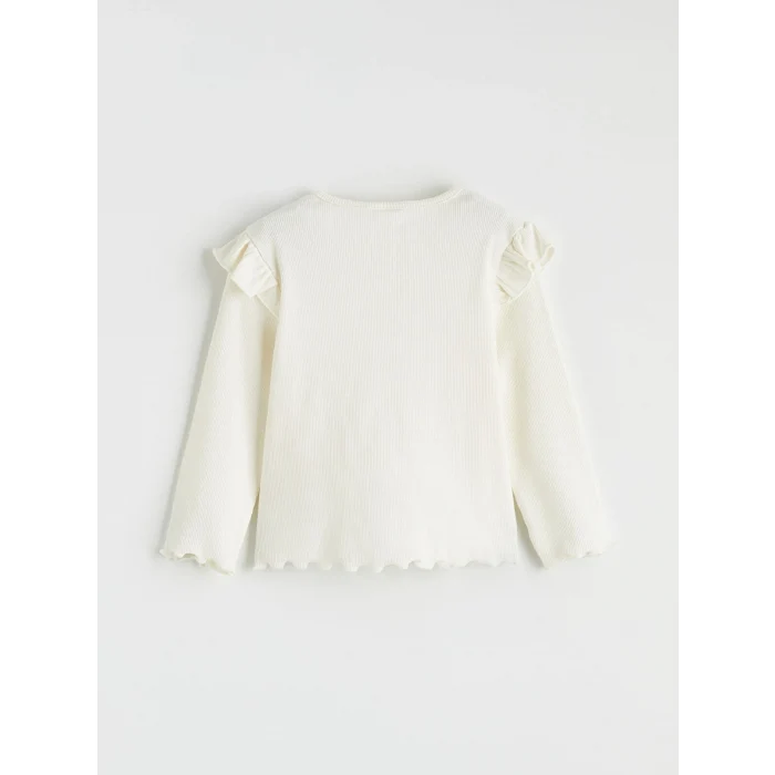 LCW baby Ekru Fiyonklu Kız Bebek Tişört ve Tayt